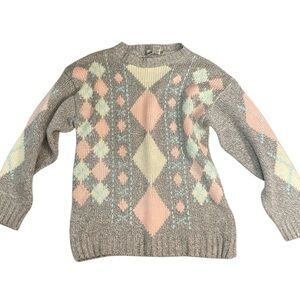 Vintage Diane Von Furstenberg Argyle Sweater- DVF- Size M